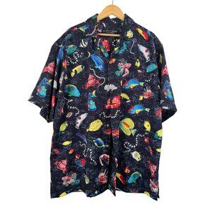 Via Ripatti design tropical fish mens button shirt beach Hawaii‎ sz XL